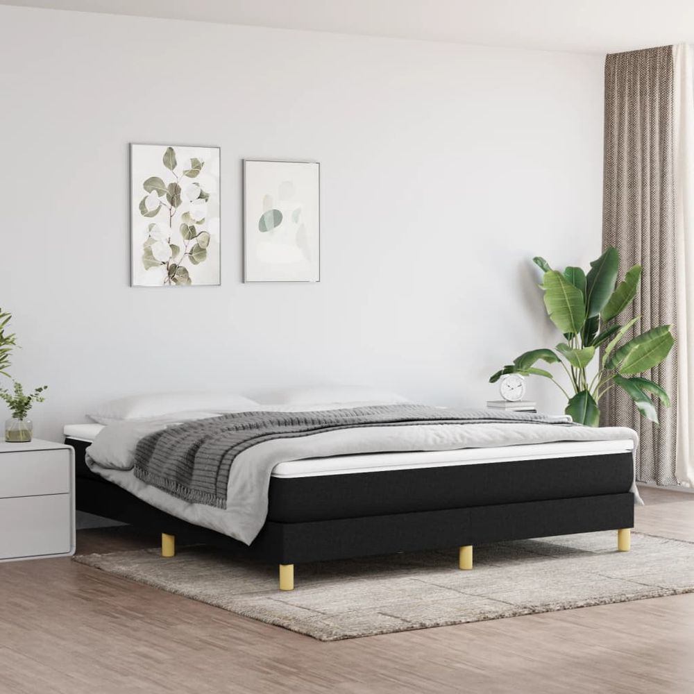 Bed Frame Black 180x200 cm vidaXL Super King Fabric - Super King Size from vidaXL
