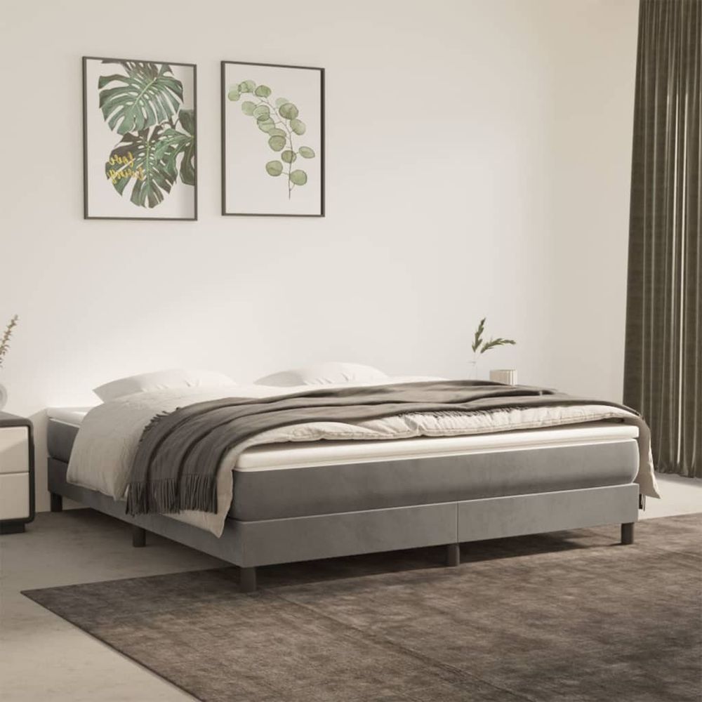 Bed Frame Light Grey 180x200cm vidaXL Super King Velvet - Super King Size from vidaXL