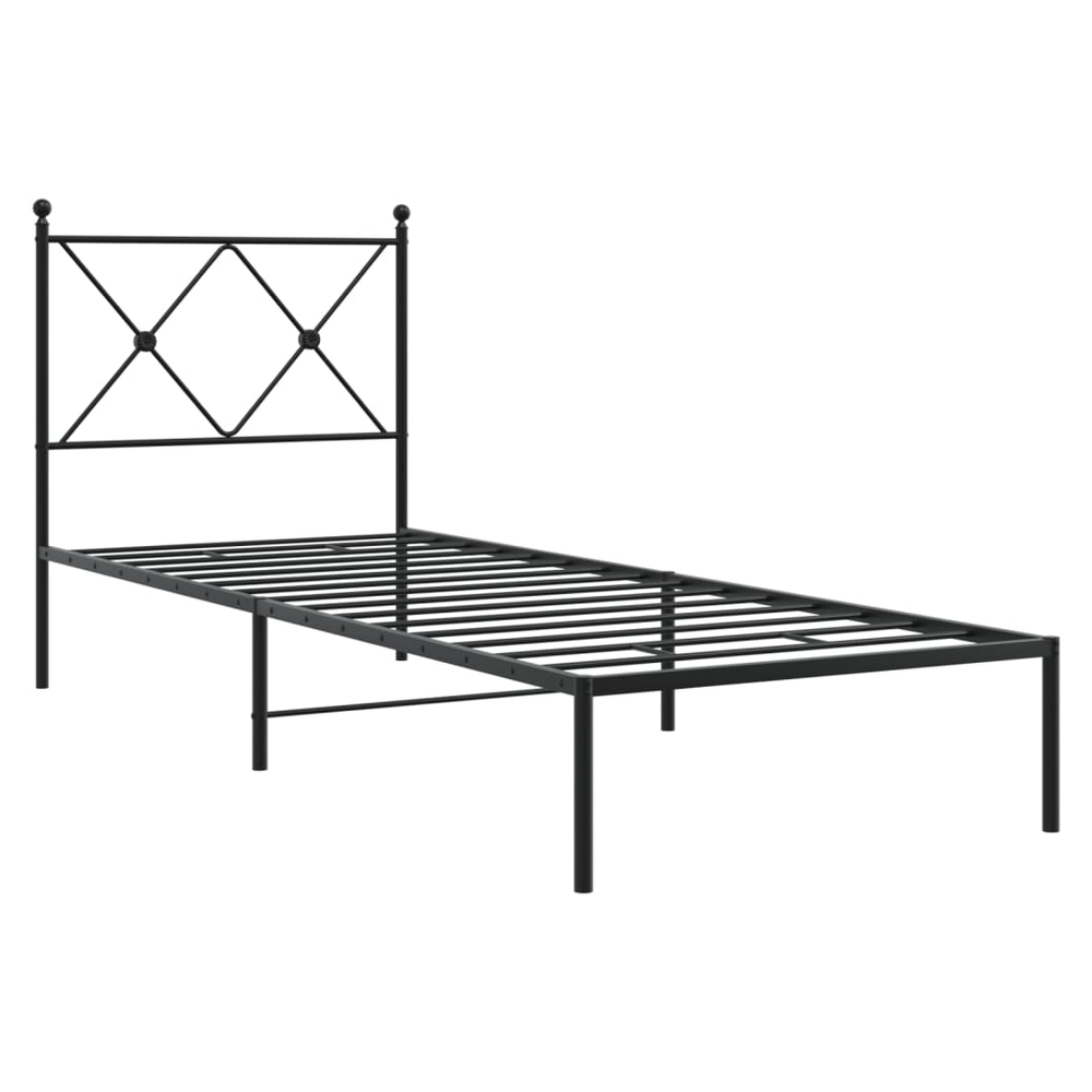 Metal Bed Frame with Headboard Black vidaXL 75x190 cm Small Single - Super King Size from vidaXL