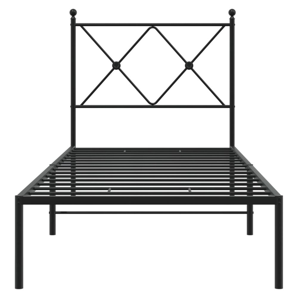 Metal Bed Frame with Headboard Black vidaXL 75x190 cm Small Single - Super King Size from vidaXL