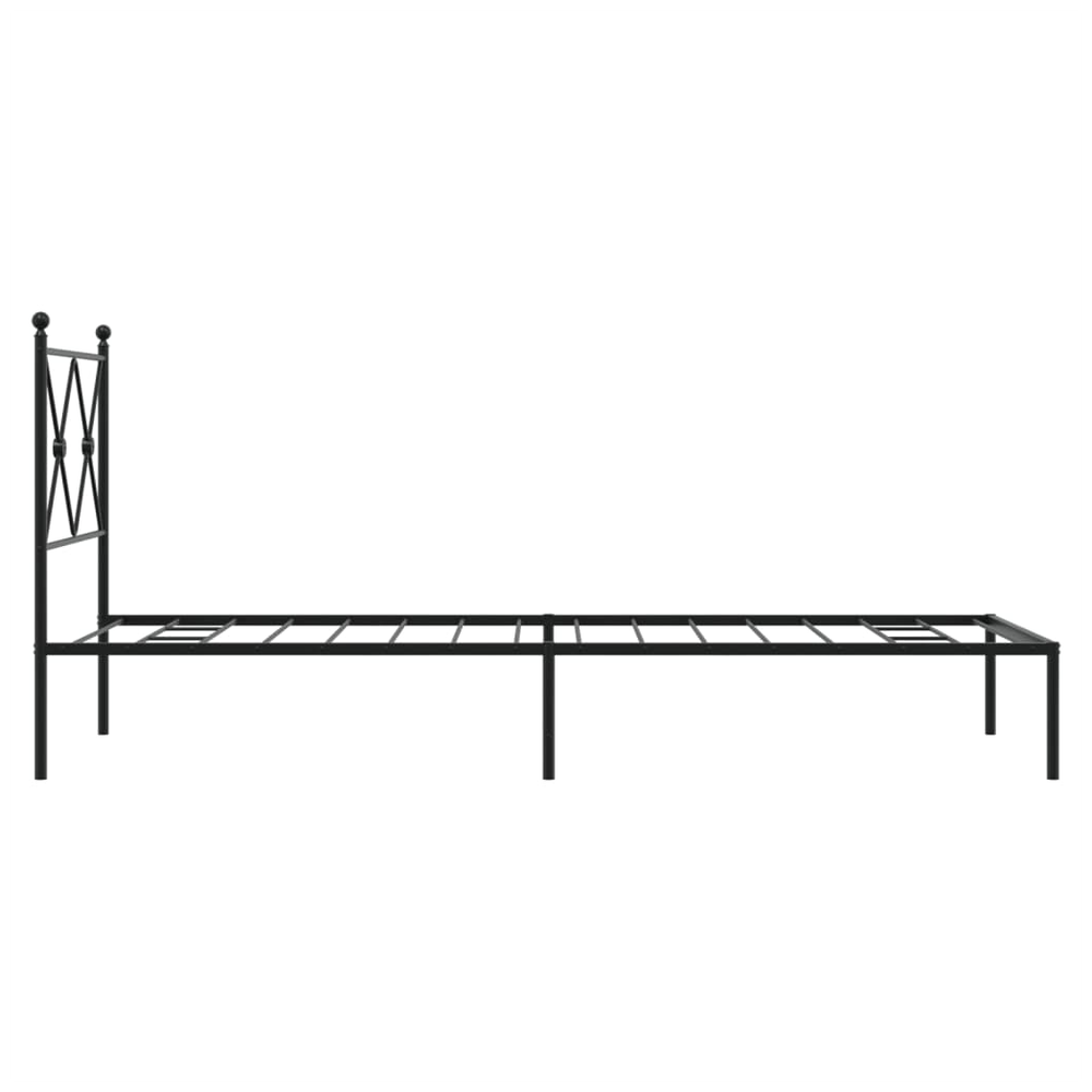 Metal Bed Frame with Headboard Black vidaXL 75x190 cm Small Single - Super King Size from vidaXL