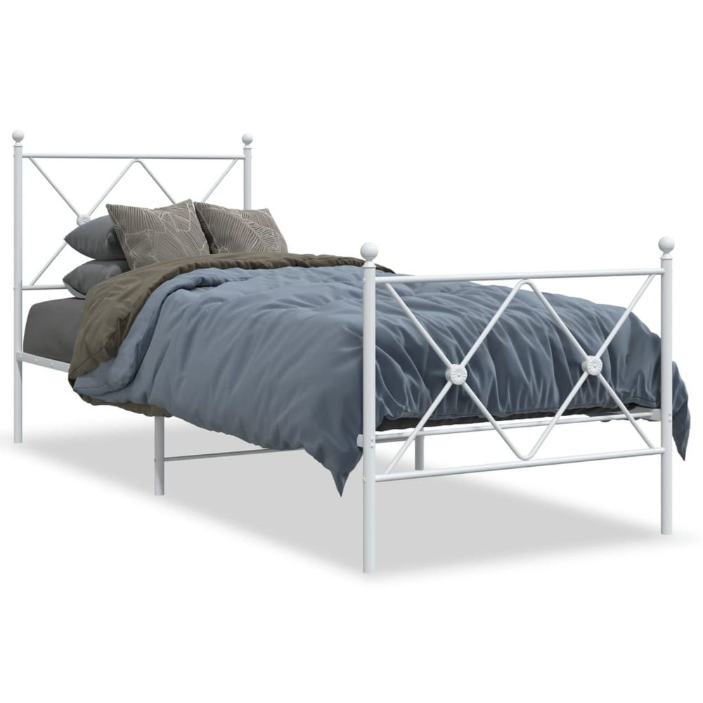 Metal Bed Frame with Headboard Black vidaXL 75x190 cm Small Single - Super King Size from vidaXL
