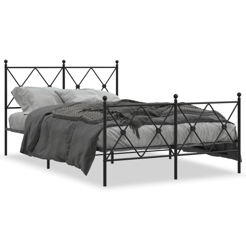 Metal Bed Frame with Headboard Black vidaXL 75x190 cm Small Single - Super King Size from vidaXL