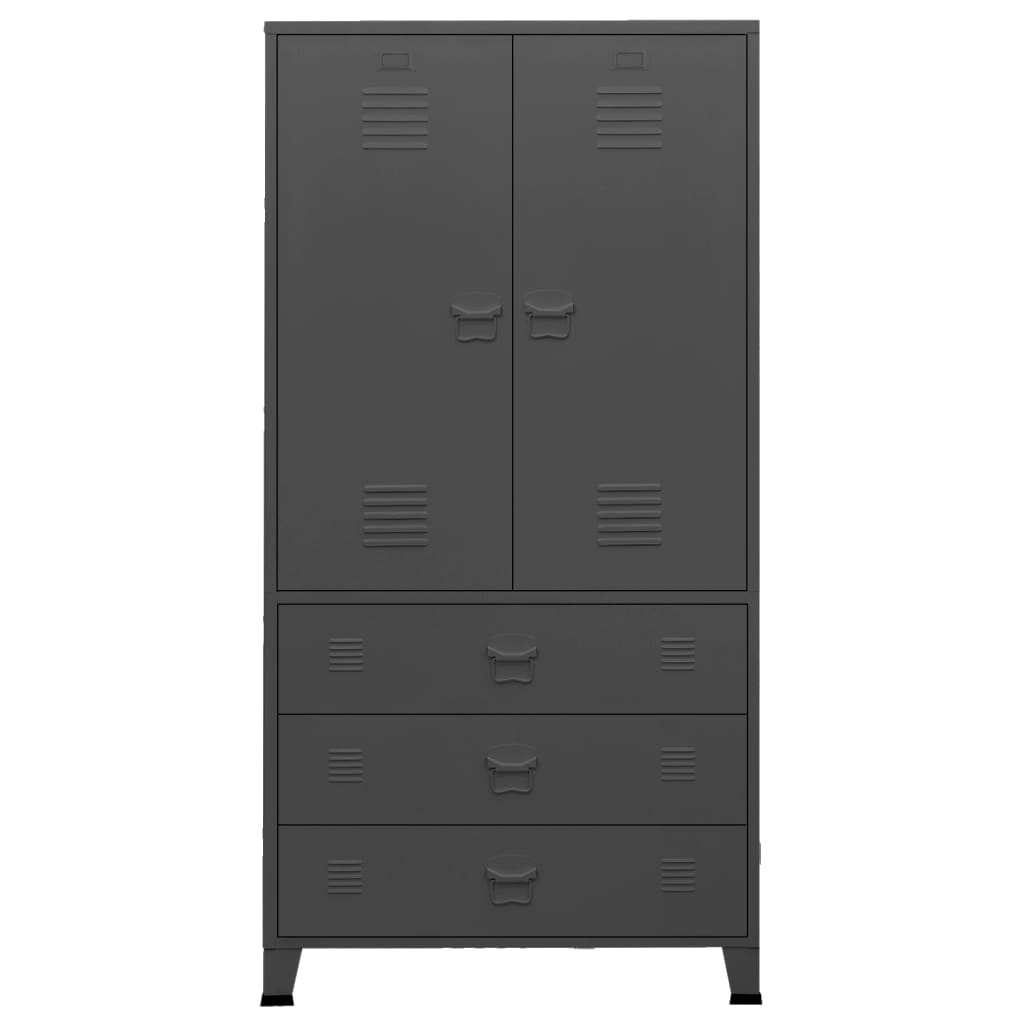 vidaXL Industrial Wardrobe Black 90x50x180 cm Metal - Wardrobe from vidaXL