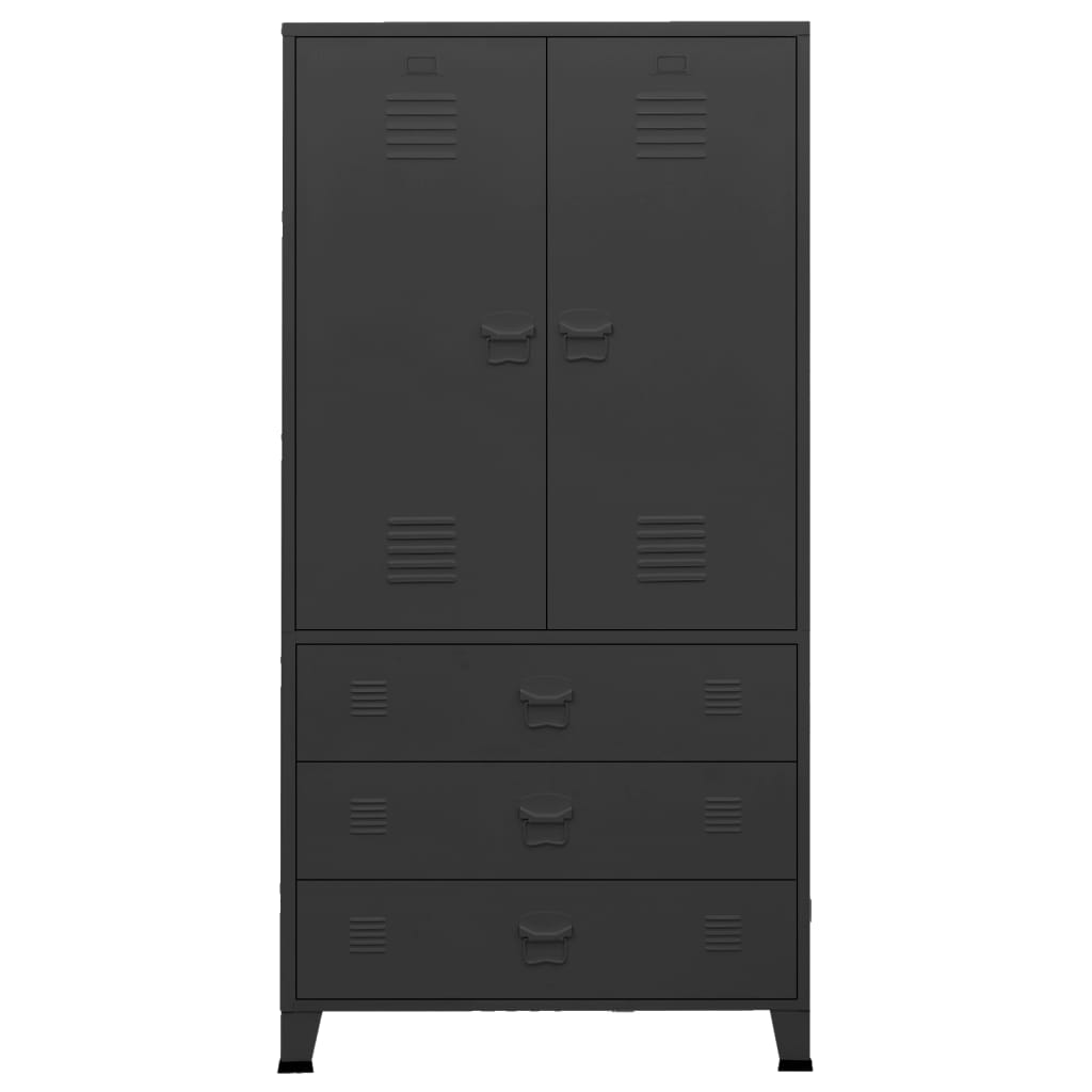 vidaXL Industrial Wardrobe Black 90x50x180 cm Metal - Wardrobe from vidaXL