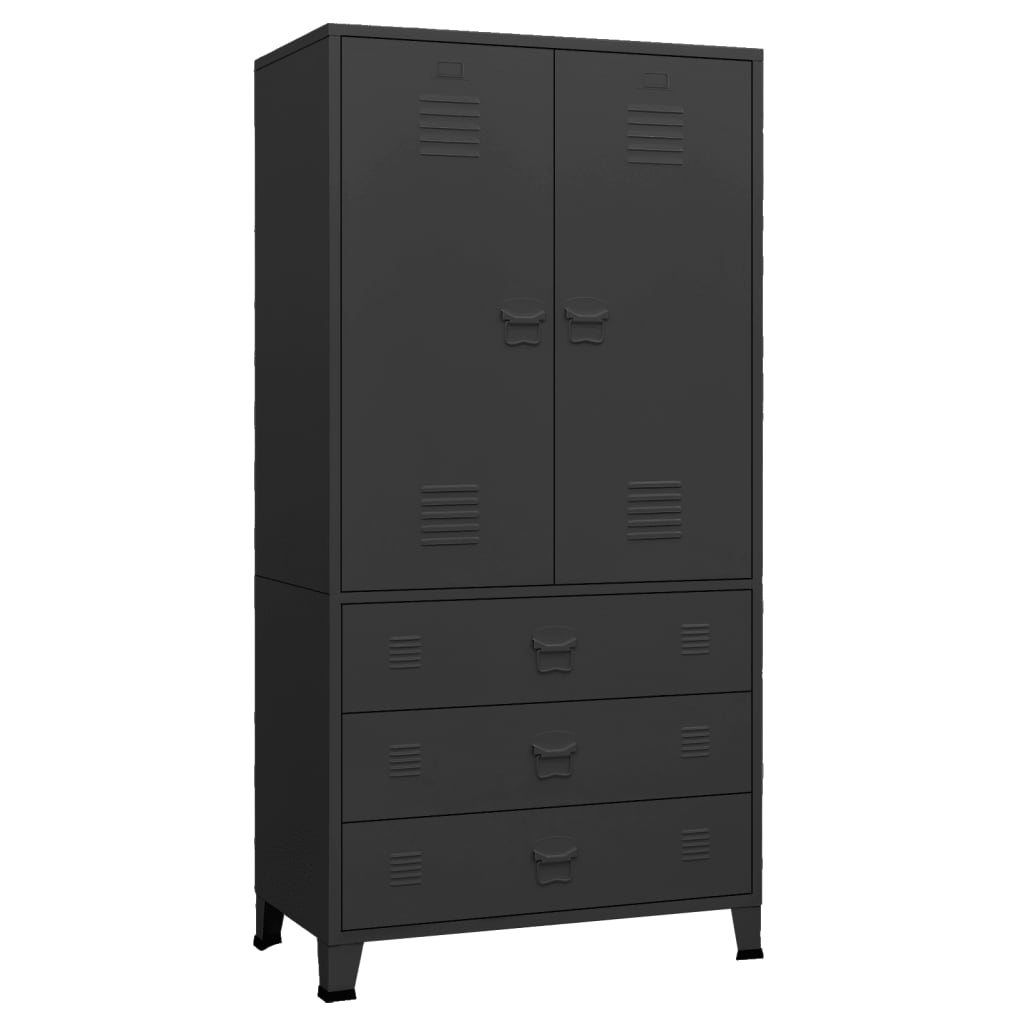 vidaXL Industrial Wardrobe Black 90x50x180 cm Metal - Wardrobe from vidaXL