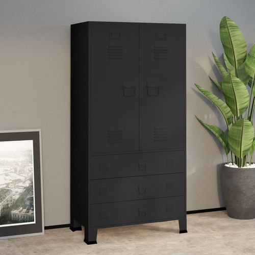 vidaXL Industrial Wardrobe Black 90x50x180 cm Metal - Wardrobe from vidaXL