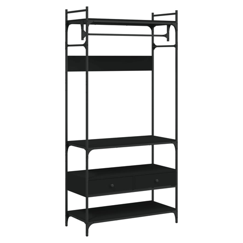 vidaXL Wardrobe with Drawers Black 89x39x184.5 cm Engineered Wood - Wardrobe from vidaXL