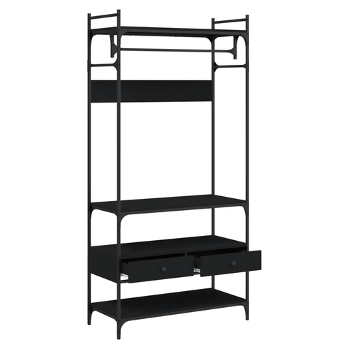 vidaXL Wardrobe with Drawers Black 89x39x184.5 cm Engineered Wood - Wardrobe from vidaXL