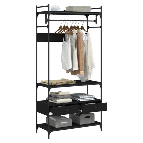 vidaXL Wardrobe with Drawers Black 89x39x184.5 cm Engineered Wood - Wardrobe from vidaXL