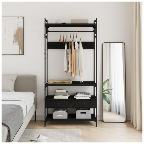 vidaXL Wardrobe with Drawers Black 89x39x184.5 cm Engineered Wood - Wardrobe from vidaXL