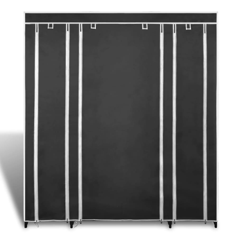 vidaXL Fabric Wardrobe with Compartments and Rods 45x150x176 cm Black - Wardrobe from vidaXL
