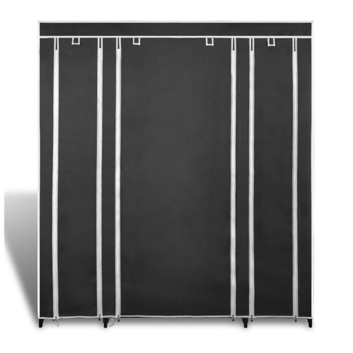 vidaXL Fabric Wardrobe with Compartments and Rods 45x150x176 cm Black - Wardrobe from vidaXL