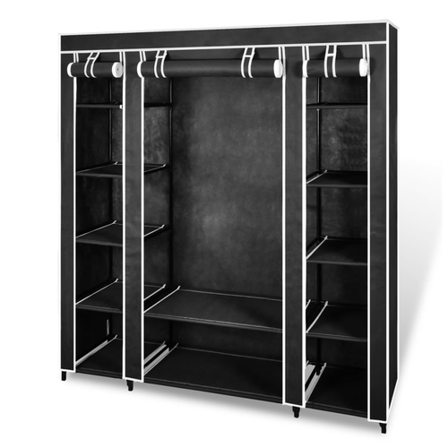 vidaXL Fabric Wardrobe with Compartments and Rods 45x150x176 cm Black - Wardrobe from vidaXL