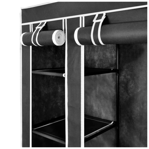 vidaXL Fabric Wardrobe with Compartments and Rods 45x150x176 cm Black - Wardrobe from vidaXL