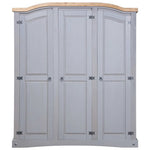 vidaXL Wardrobe Mexican Pine Corona Range 3 Doors Grey by vidaXL