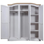 vidaXL Wardrobe Mexican Pine Corona Range 3 Doors Grey by vidaXL