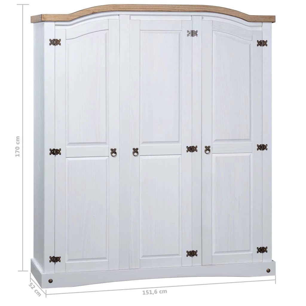 vidaXL vidaXL Wardrobe Mexican Pine Corona Range 3 Doors Grey - Wardrobe