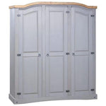 vidaXL Wardrobe Mexican Pine Corona Range 3 Doors Grey by vidaXL