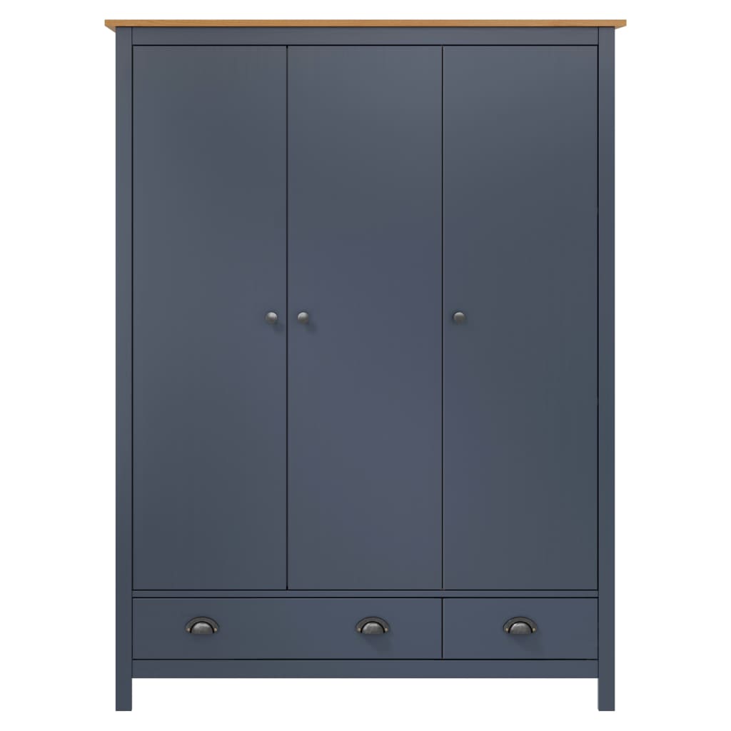 vidaXL 3-Door Wardrobe Hill Grey 127x50x170 cm Solid Pine Wood - Wardrobe from vidaXL