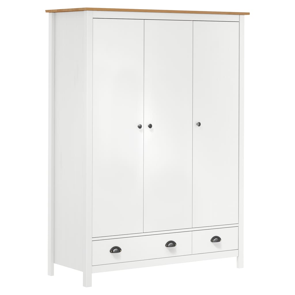 vidaXL 3-Door Wardrobe Hill Grey 127x50x170 cm Solid Pine Wood - Wardrobe from vidaXL