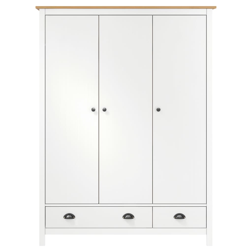 vidaXL 3-Door Wardrobe Hill Grey 127x50x170 cm Solid Pine Wood - Wardrobe from vidaXL