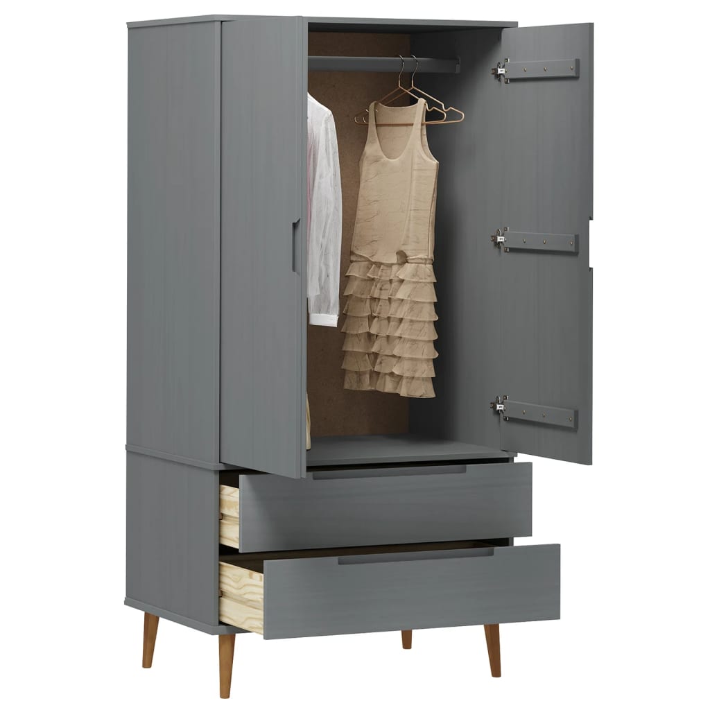 vidaXL Wardrobe MOLDE Brown 90x55x175 cm Solid Wood Pine - Wardrobe from vidaXL