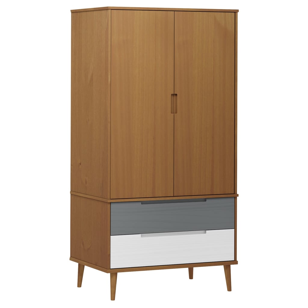 vidaXL Wardrobe MOLDE Brown 90x55x175 cm Solid Wood Pine - Wardrobe from vidaXL