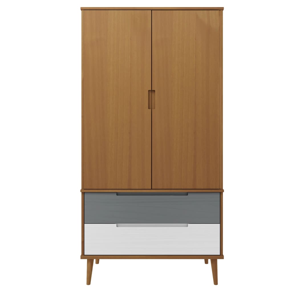 vidaXL Wardrobe MOLDE Brown 90x55x175 cm Solid Wood Pine - Wardrobe from vidaXL