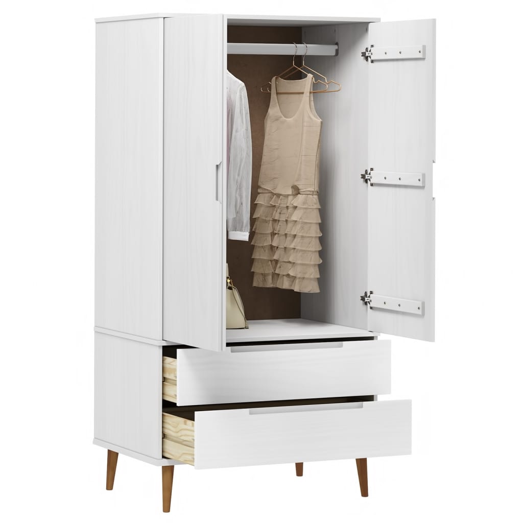 vidaXL Wardrobe MOLDE Brown 90x55x175 cm Solid Wood Pine - Wardrobe from vidaXL