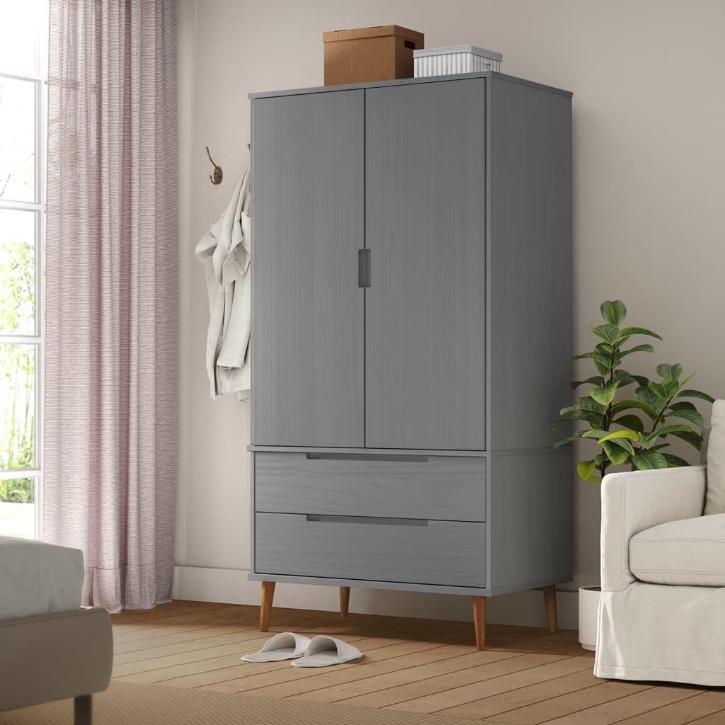 vidaXL Wardrobe MOLDE Brown 90x55x175 cm Solid Wood Pine - Wardrobe from vidaXL