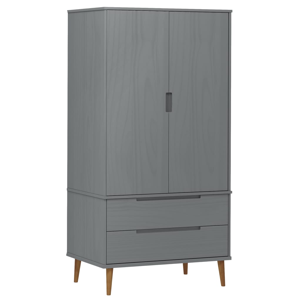 vidaXL Wardrobe MOLDE Brown 90x55x175 cm Solid Wood Pine - Wardrobe from vidaXL