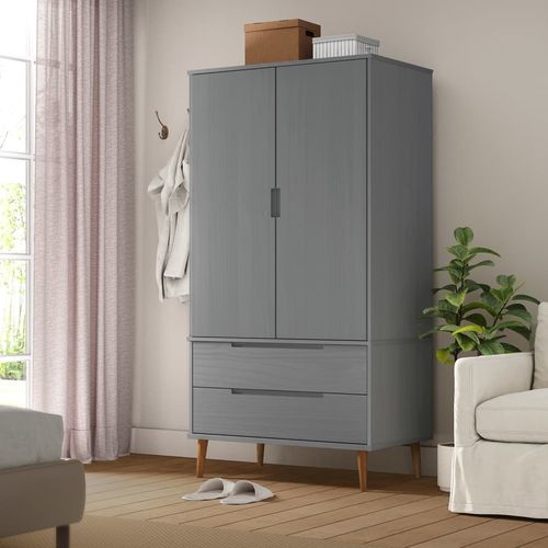 vidaXL Wardrobe MOLDE Brown 90x55x175 cm Solid Wood Pine - Wardrobe from vidaXL