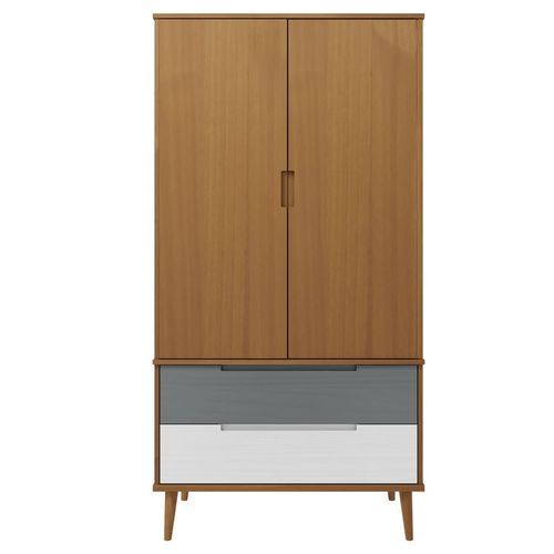 vidaXL Wardrobe MOLDE Brown 90x55x175 cm Solid Wood Pine - Wardrobe from vidaXL
