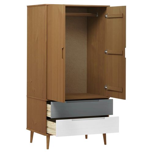 vidaXL Wardrobe MOLDE Brown 90x55x175 cm Solid Wood Pine - Wardrobe from vidaXL