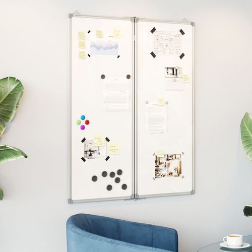 vidaXL Magnetic Whiteboard Foldable 80x80x1.7 cm Aluminium - Whiteboard from vidaXL