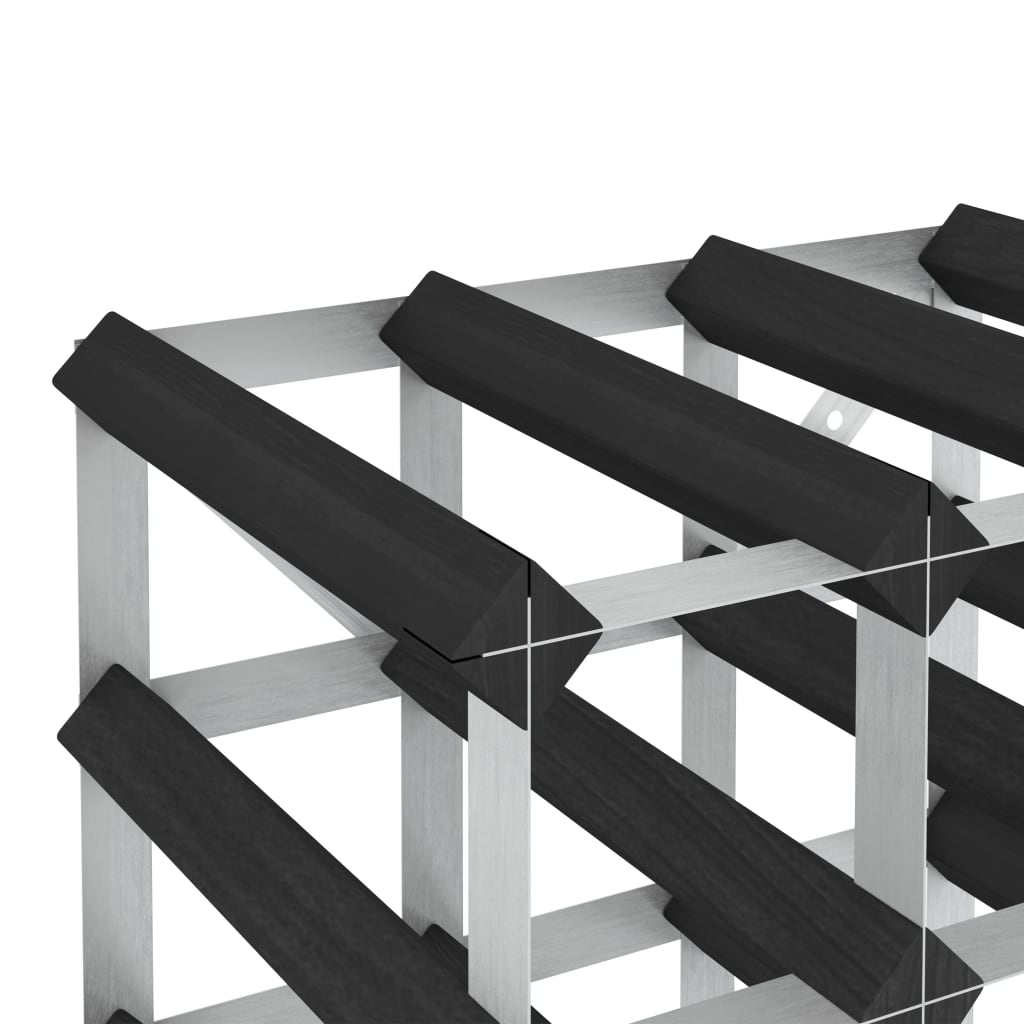 vidaXL Wine Rack for 12 Bottles Black Solid Pine Wood - Wine Rack from vidaXL