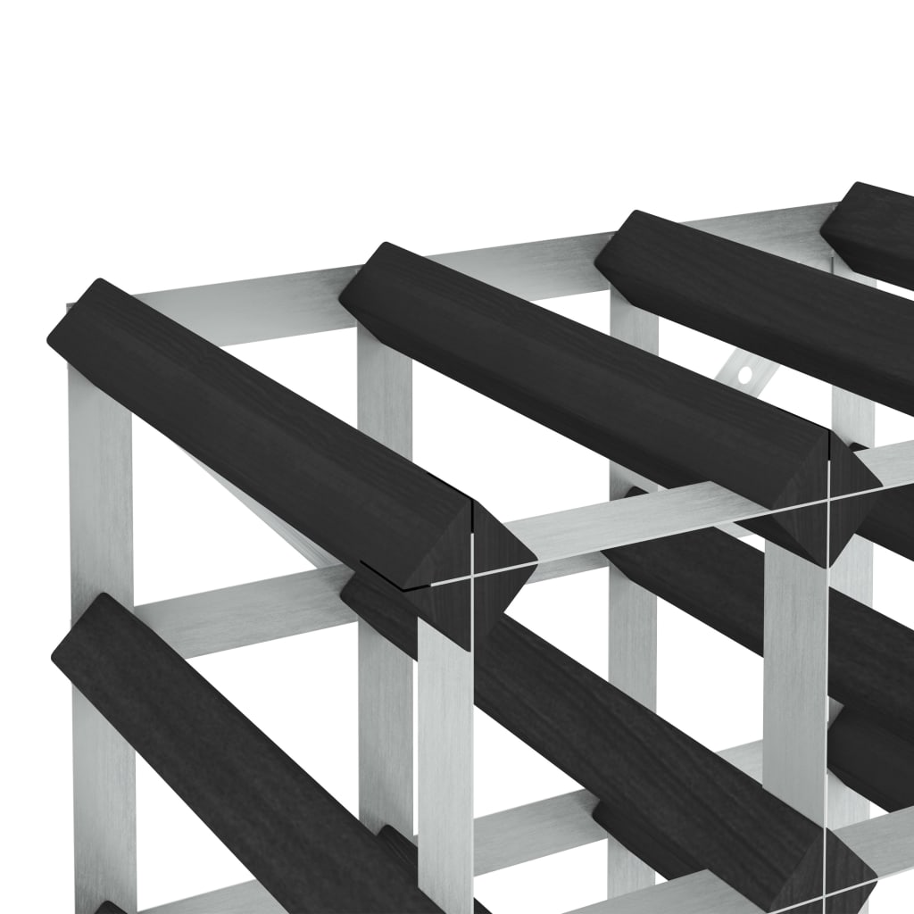 vidaXL Wine Rack for 12 Bottles Black Solid Pine Wood - Wine Rack from vidaXL