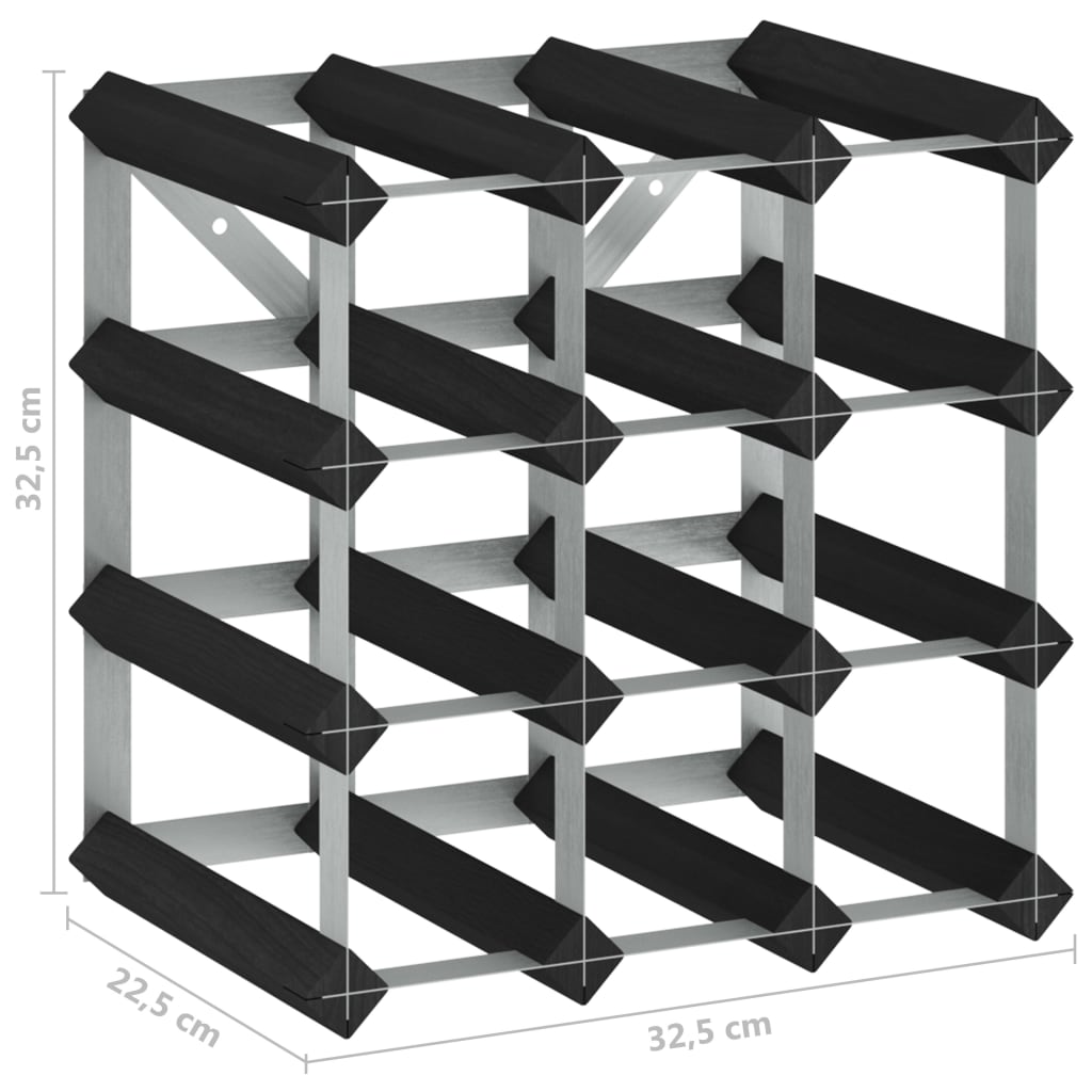 vidaXL Wine Rack for 12 Bottles Black Solid Pine Wood - Wine Rack from vidaXL