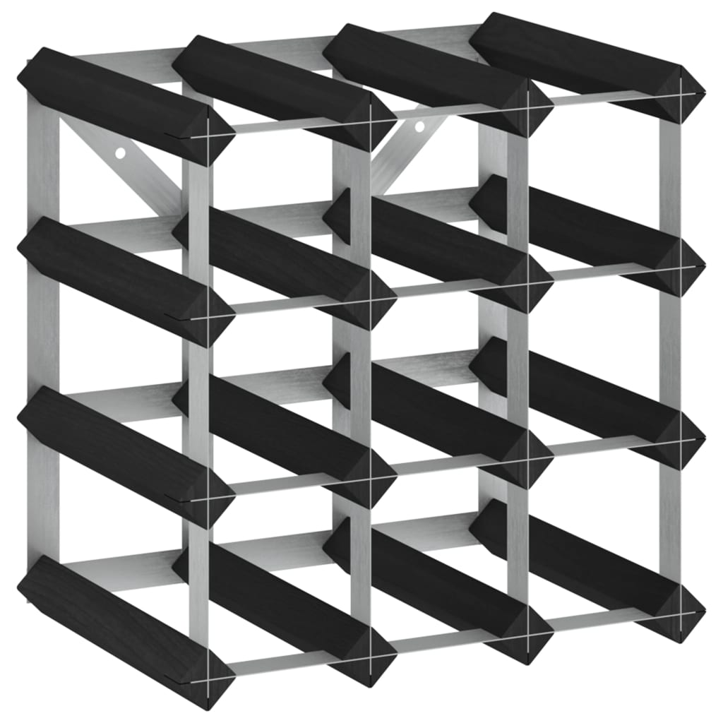 vidaXL Wine Rack for 12 Bottles Black Solid Pine Wood - Wine Rack from vidaXL