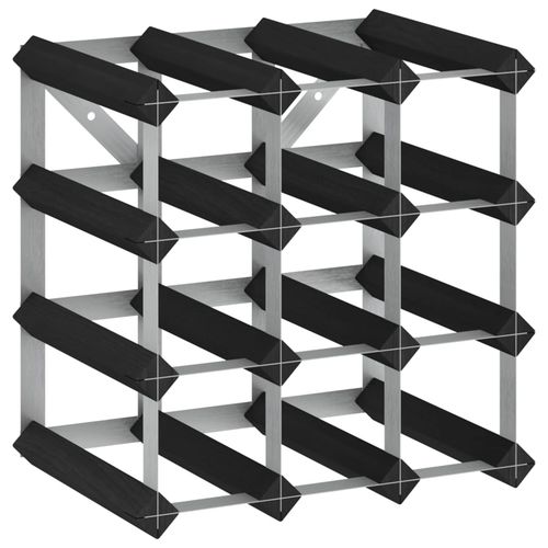 vidaXL Wine Rack for 12 Bottles Black Solid Pine Wood - Wine Rack from vidaXL