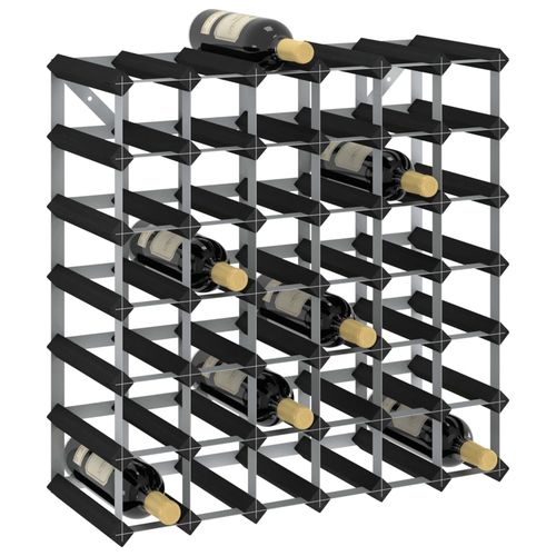 vidaXL Wine Rack for 12 Bottles Black Solid Pine Wood - Wine Rack from vidaXL