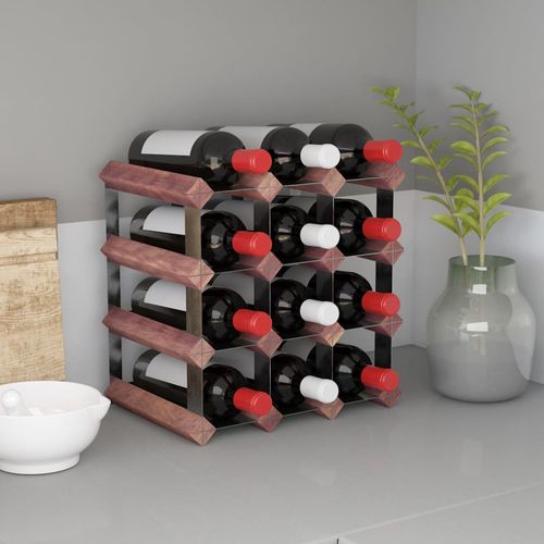 vidaXL Wine Rack for 12 Bottles Brown Solid Wood Pine - Wine Rack from vidaXL