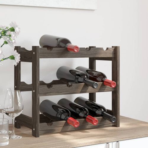 vidaXL Wine Rack for 12 Bottles Grey Solid Wood Pine - Wine Rack from vidaXL