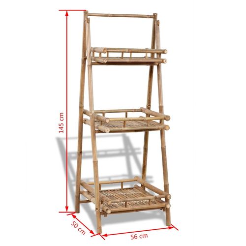 3-Tier Folding Bamboo Plant Rack - Wine Rack from vidaXL