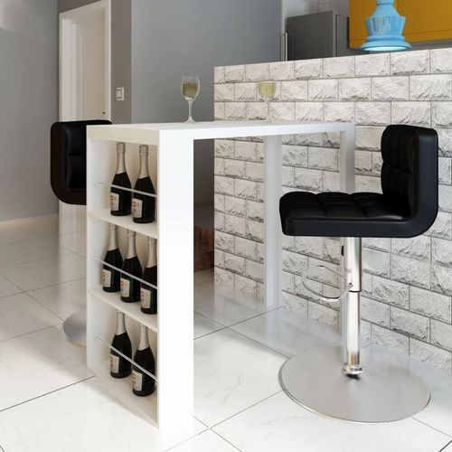 Bar Table MDF with Wine Rack High Gloss White - Wine Rack from vidaXL