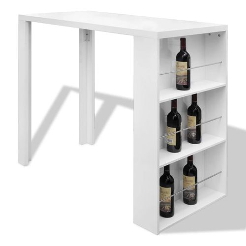 Bar Table MDF with Wine Rack High Gloss White - Wine Rack from vidaXL