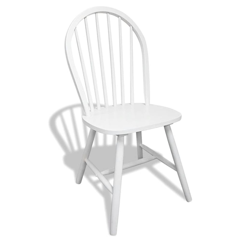 Dining Chairs 6 pcs vidaXL White Solid Rubber Wood - Wooden Chairs from vidaXL