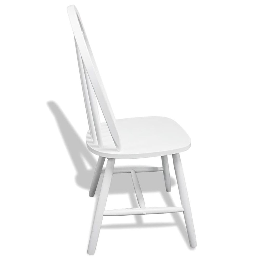 Dining Chairs 6 pcs vidaXL White Solid Rubber Wood - Wooden Chairs from vidaXL