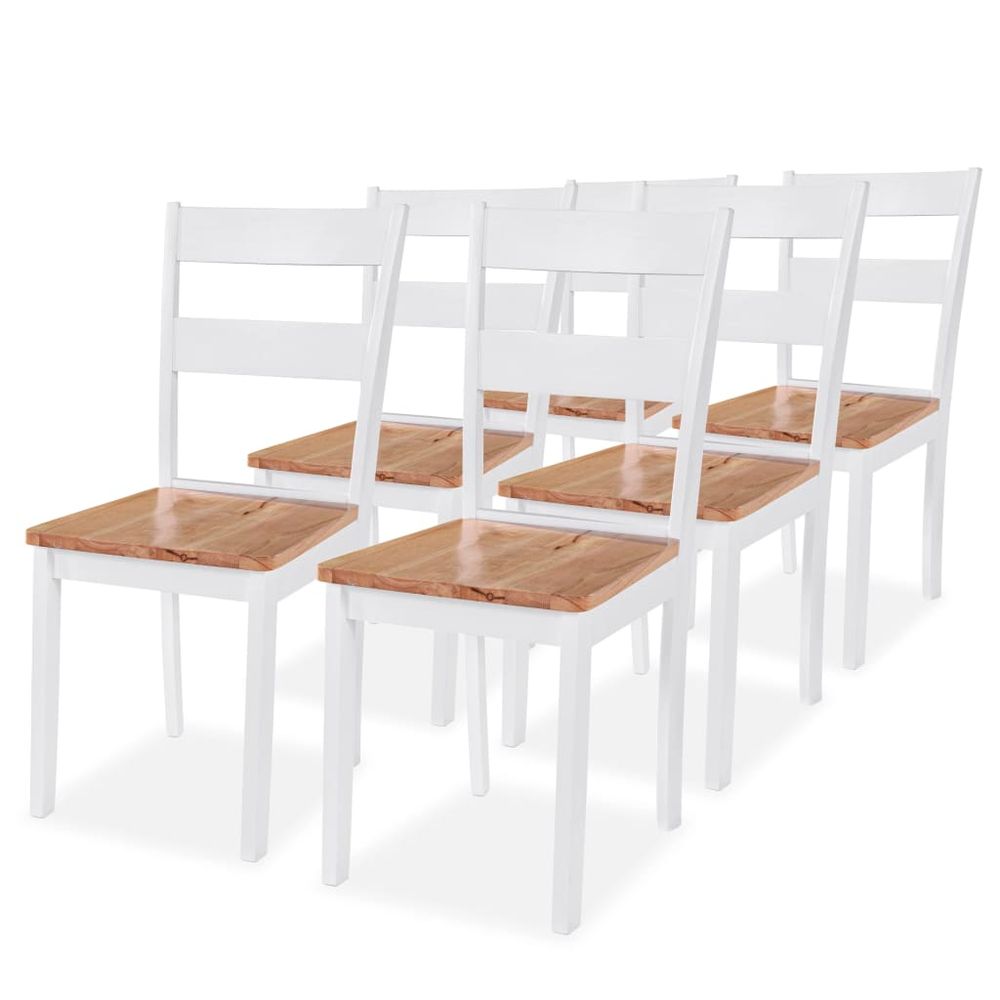 Dining Chairs 6 pcs vidaXL White Solid Rubber Wood - Wooden Chairs from vidaXL